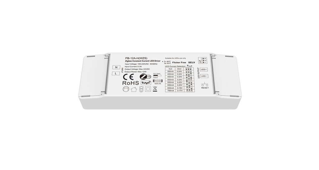 3 24VDC 1CH 350 700mA 12W Zigbee Constant Current LED Driver PB 12A H