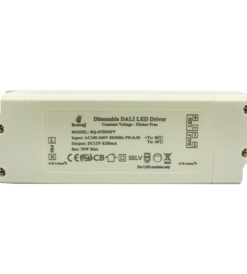 HPFC ไดร์เวอร์ LED แบบหรี่แสงได้ DALI แรงดันคงที่ 12V 75W