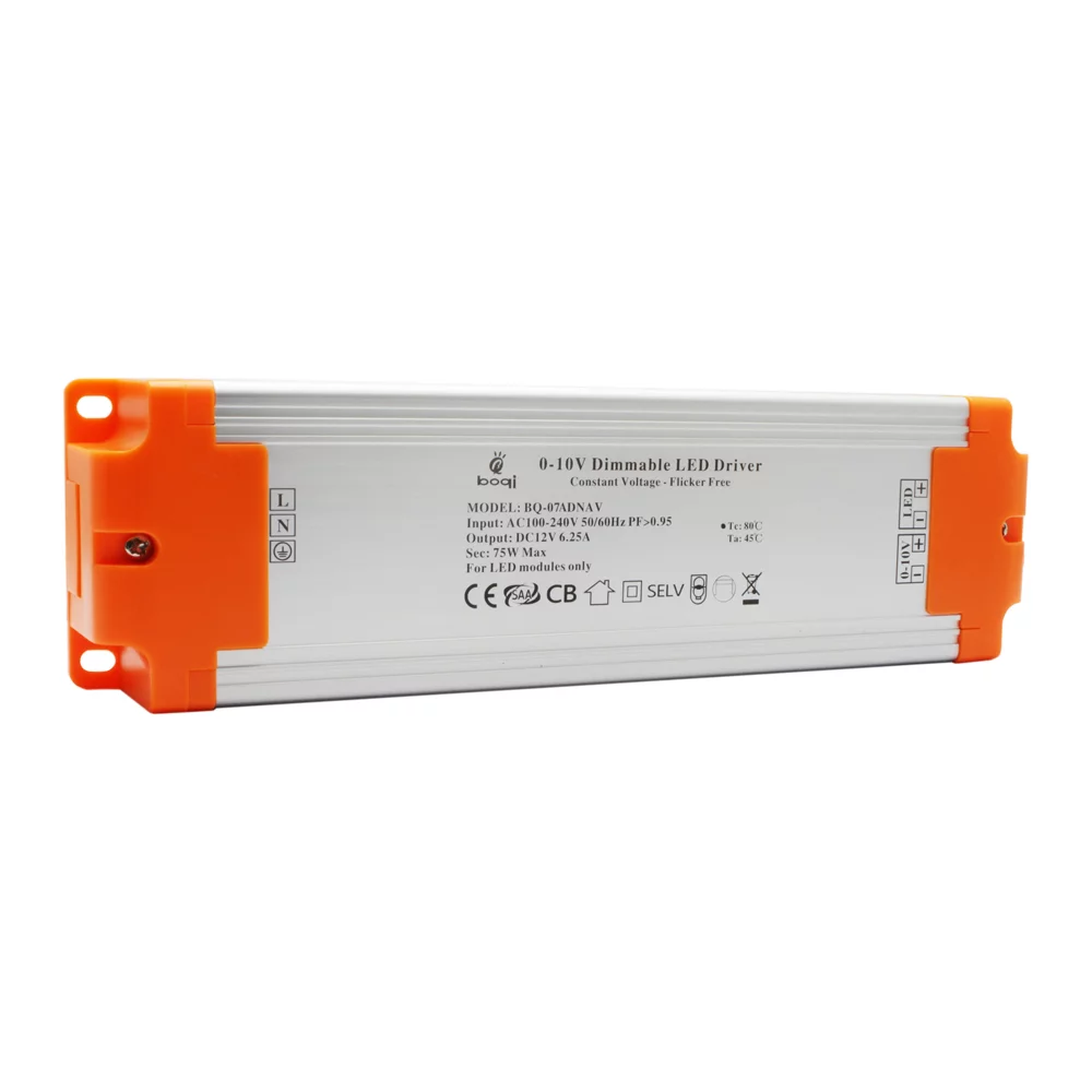 CV 0-10V Dimmable LED Driver 12V 75W Aluminium Case