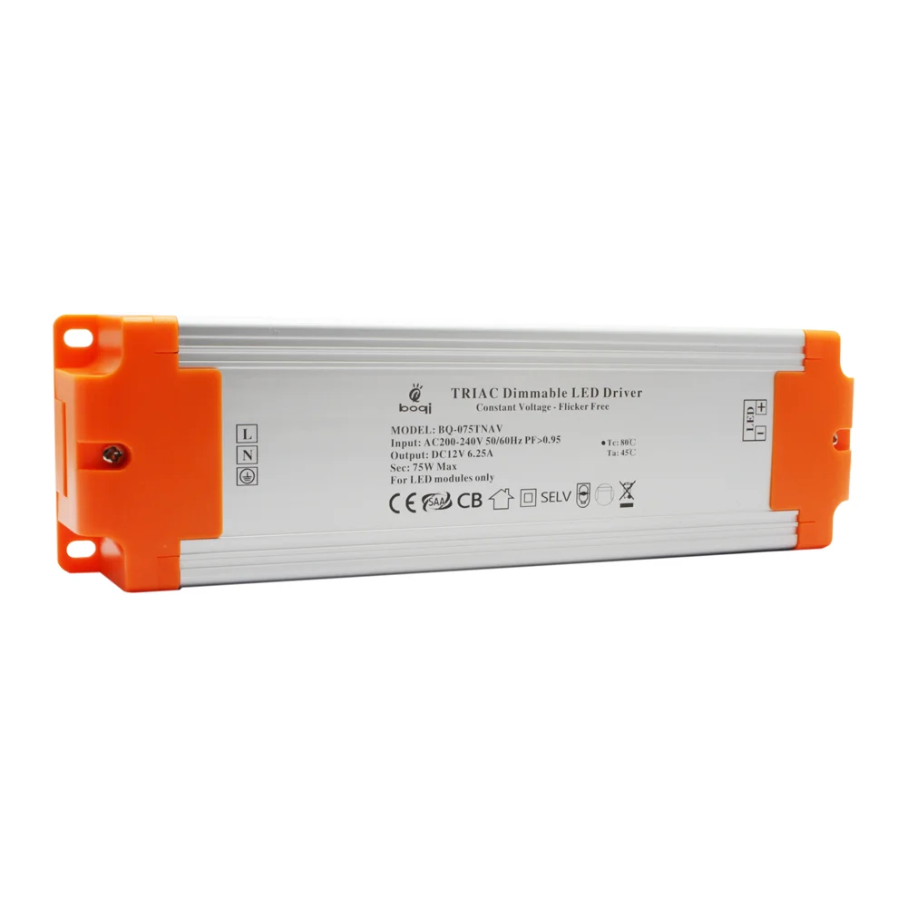 Pilote de LED dimmable Triac à tension constante HPFC 12V 75W
