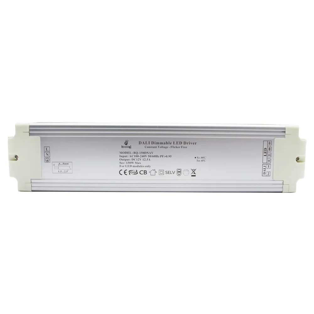 CV DALI Dimmable LED Driver 12V 150W Aluminum Case - Bilde 5