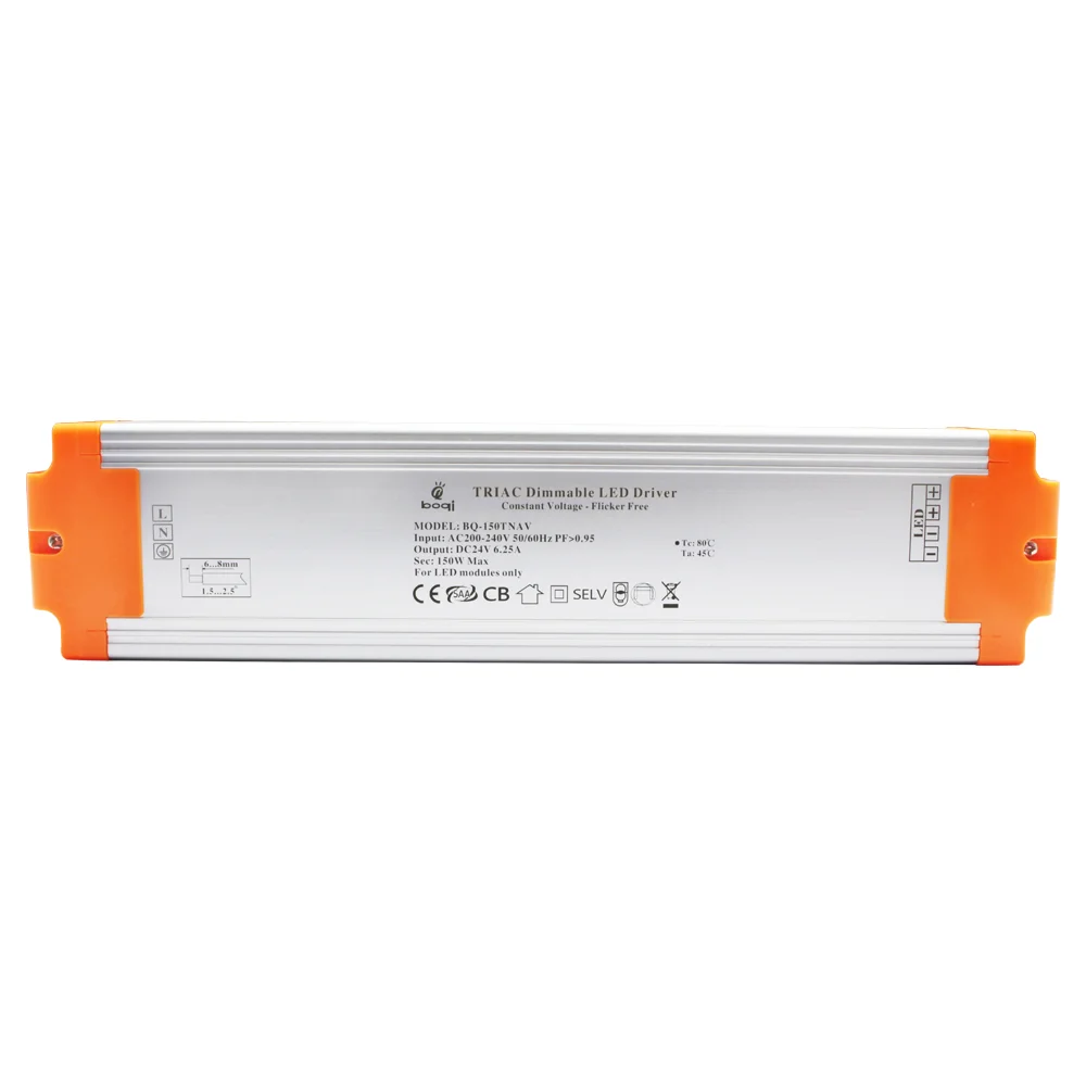 CV TRIAC Dimmable LED Driver 24V 150W Aluminum Case - 画像 (3)