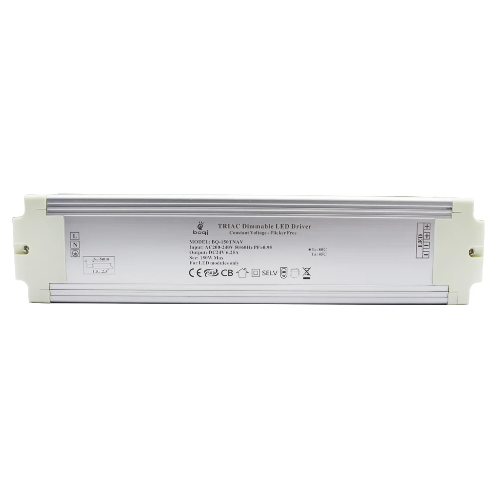 CV TRIAC Dimmable LED Driver 24V 150W Aluminum Case - 画像 (4)