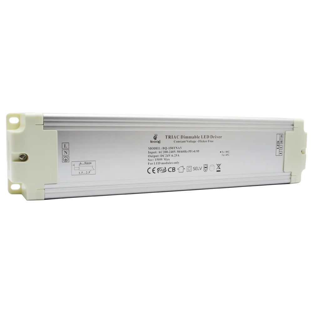 CV TRIAC Dimmable LED Driver 24V 150W Aluminum Case - 画像 (2)