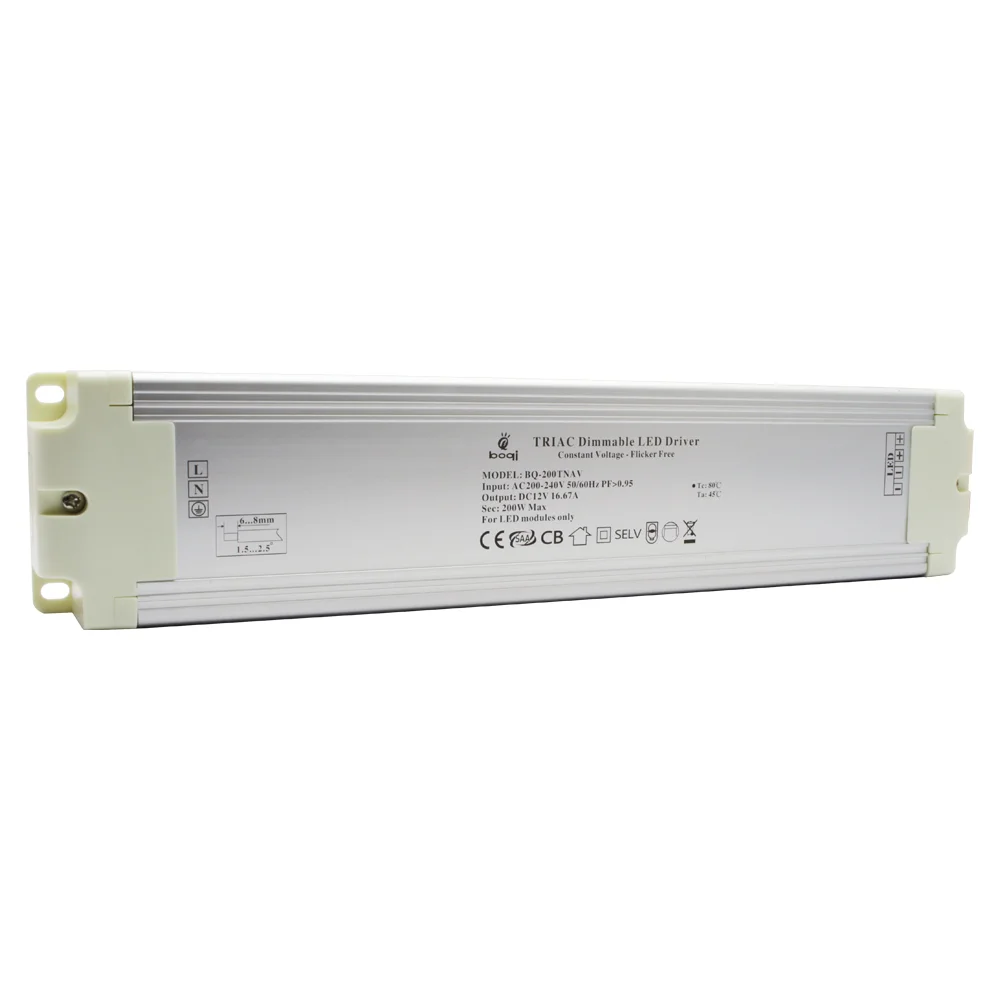 CV TRIAC Dimmable LED Driver 12V 200W Aluminum Case — изображение 2