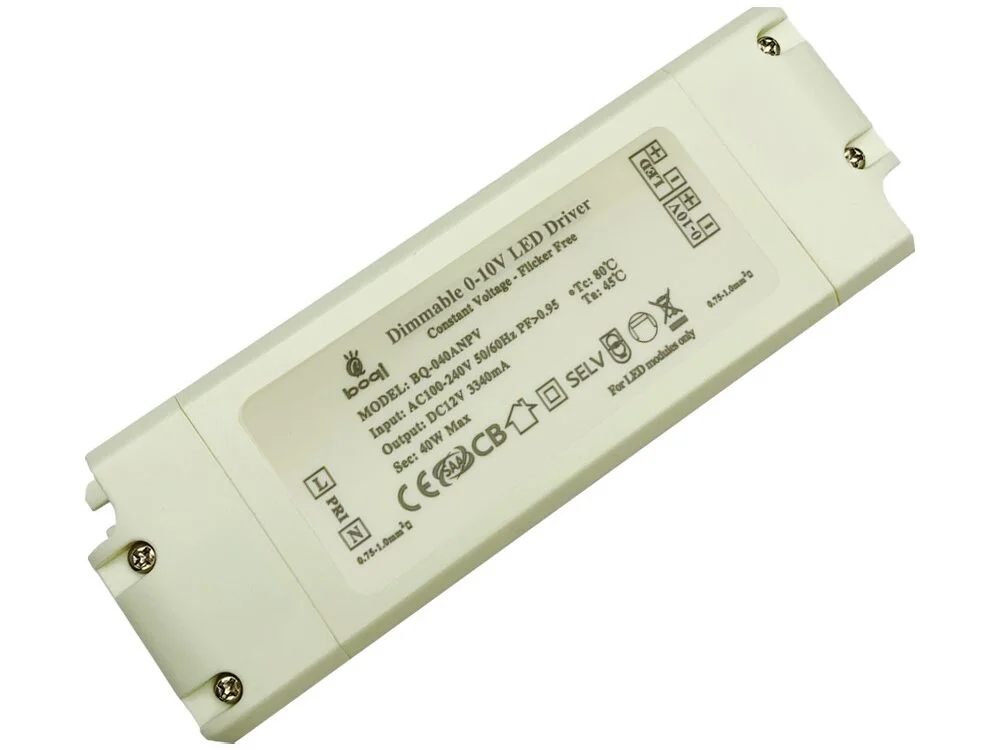 HPFC แรงดันคงที่ 0-10V ไดร์เวอร์ LED หรี่แสงได้ 12V 40W