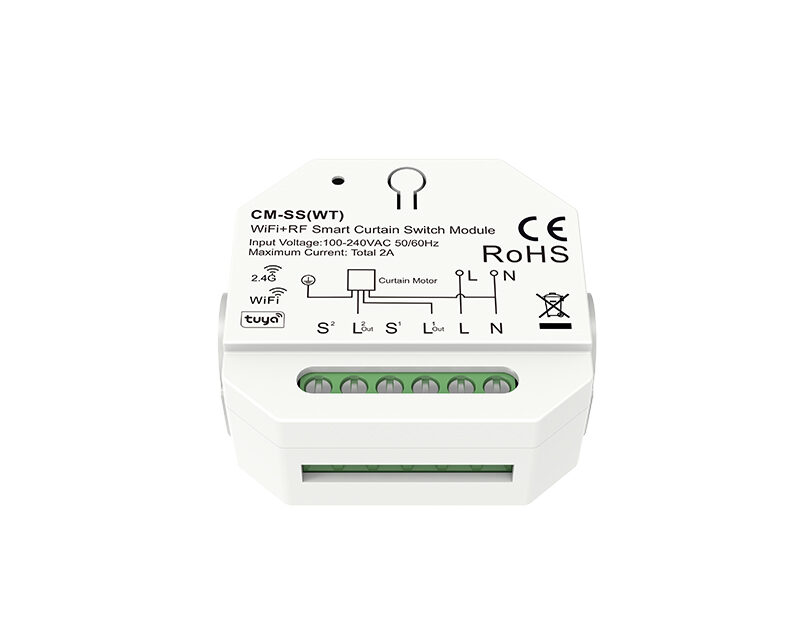 100-240VAC 1CH*2A WiFi+RF Smart Curtain Switch Module CM-SS(WT)