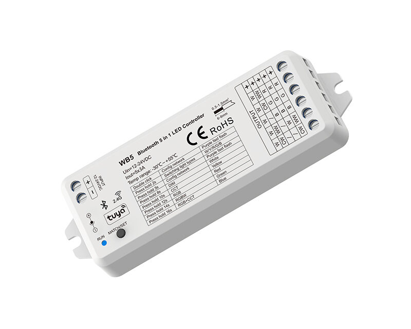 12-24V 5CH*3A Bluetooth & RF 5 in1 LED Controller WB5 (Tuya App)