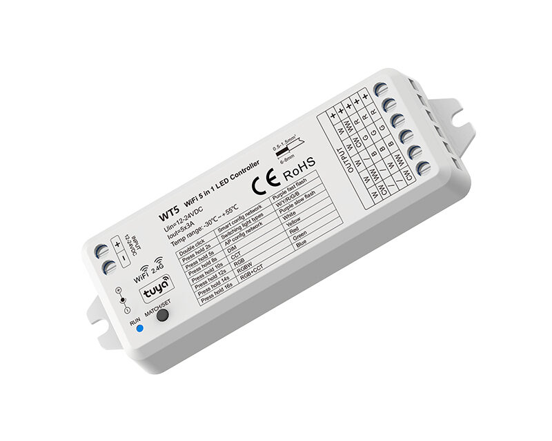 12-24V 5CH*3A WiFi & RF 5 in 1 LED Controller WT5 (Tuya App)