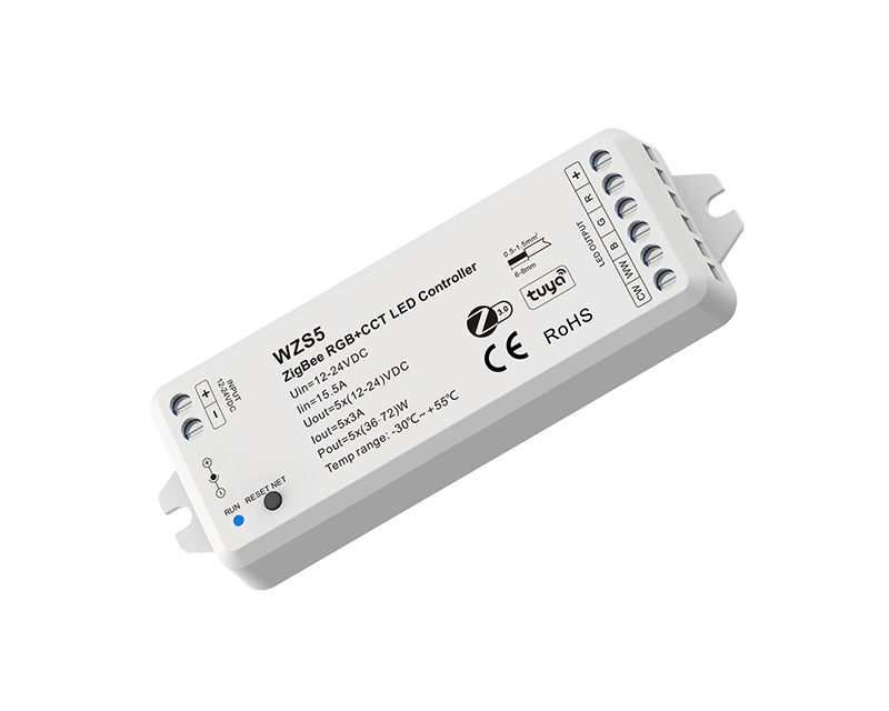 12-24VDC 5CH*3A Zigbee RGB+CCT LED Controller  WZS5