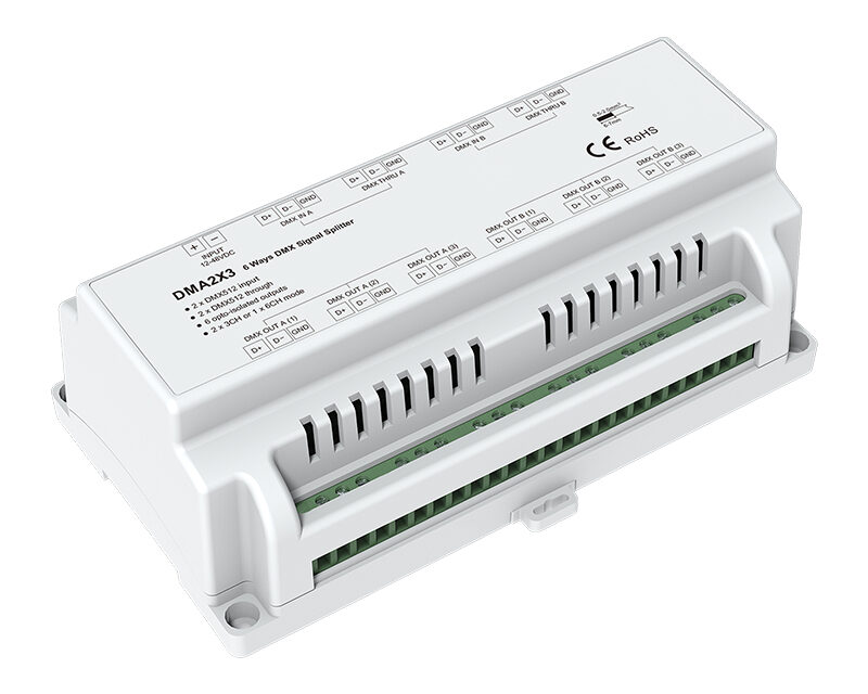 12-48VDC 6 Ways DMX Signal Splitter DMA2X3