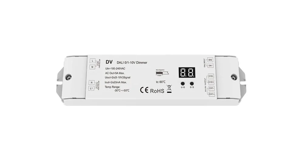 100-240VAC 2CH*20mA DALI 0/1-10V Dimmer DV (DT5) - 이미지 2