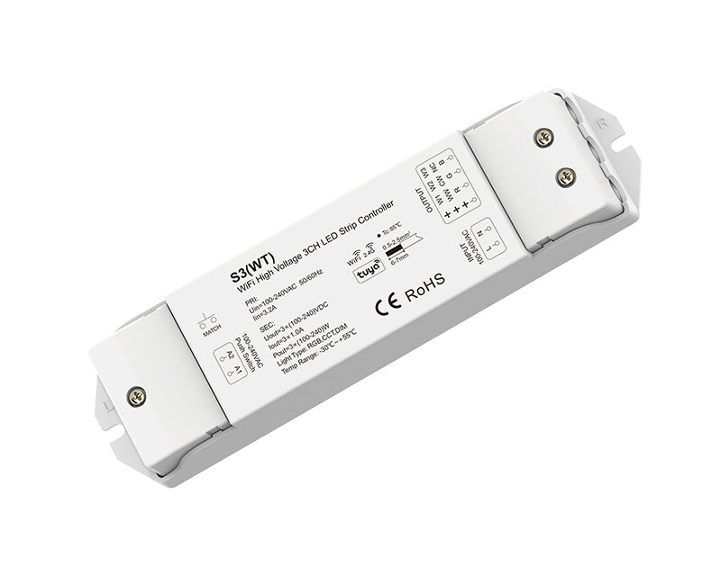 100-240VAC  3CH*1A Wi-Fi & RF High Voltage Controller S3(WT)  (Tuya App)