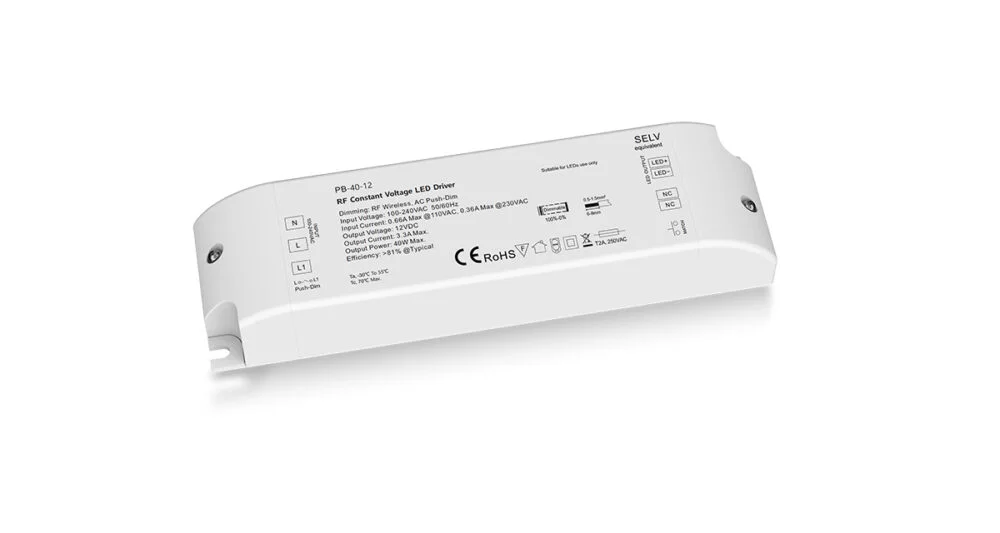 40W 12V RF Dimmable LED Driver, Push-Dim PB-40-12