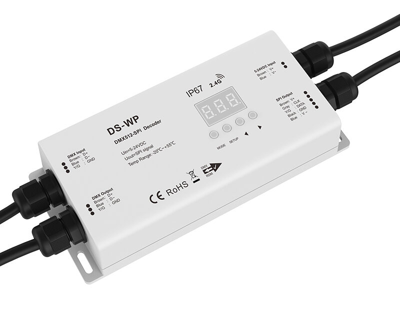 5-24VDC  IP67 Waterproof DMX512-SPI Decoder (with RF) DS-WP