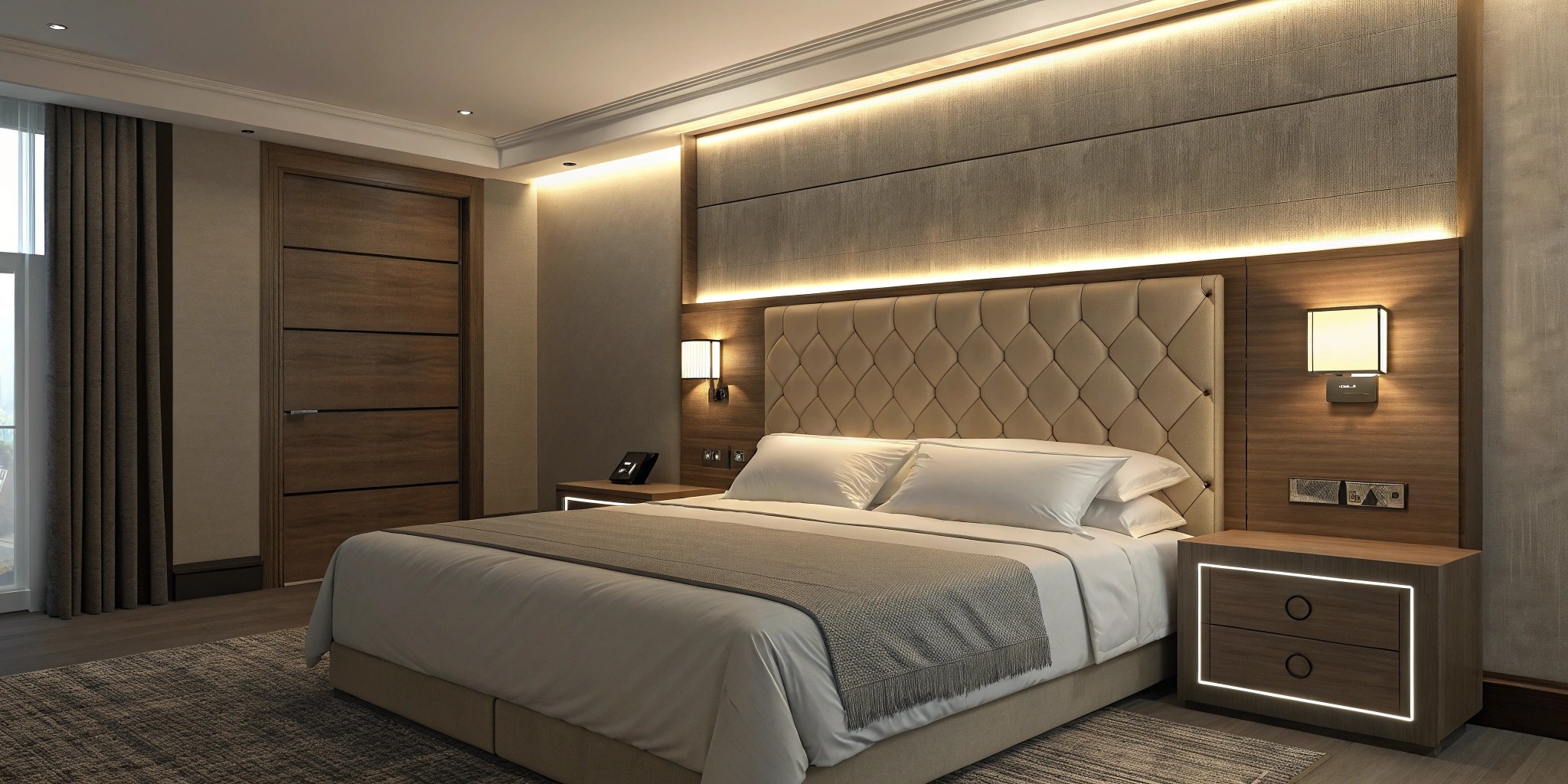3 hotel headboard bedside lighting scenario a