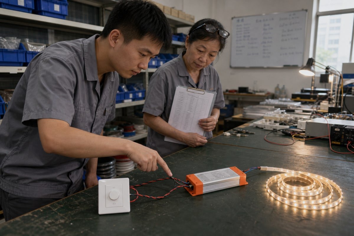 Testing dimmer, driver, and LED compatibility before bulk production approval (ID#4)