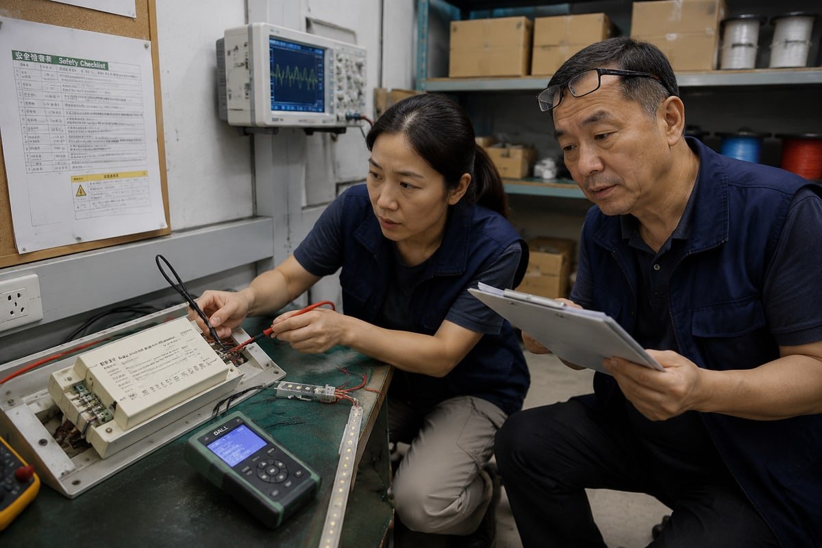 Checklist for diagnosing mismatched DALI dimming levels versus measured output current (ID#3)