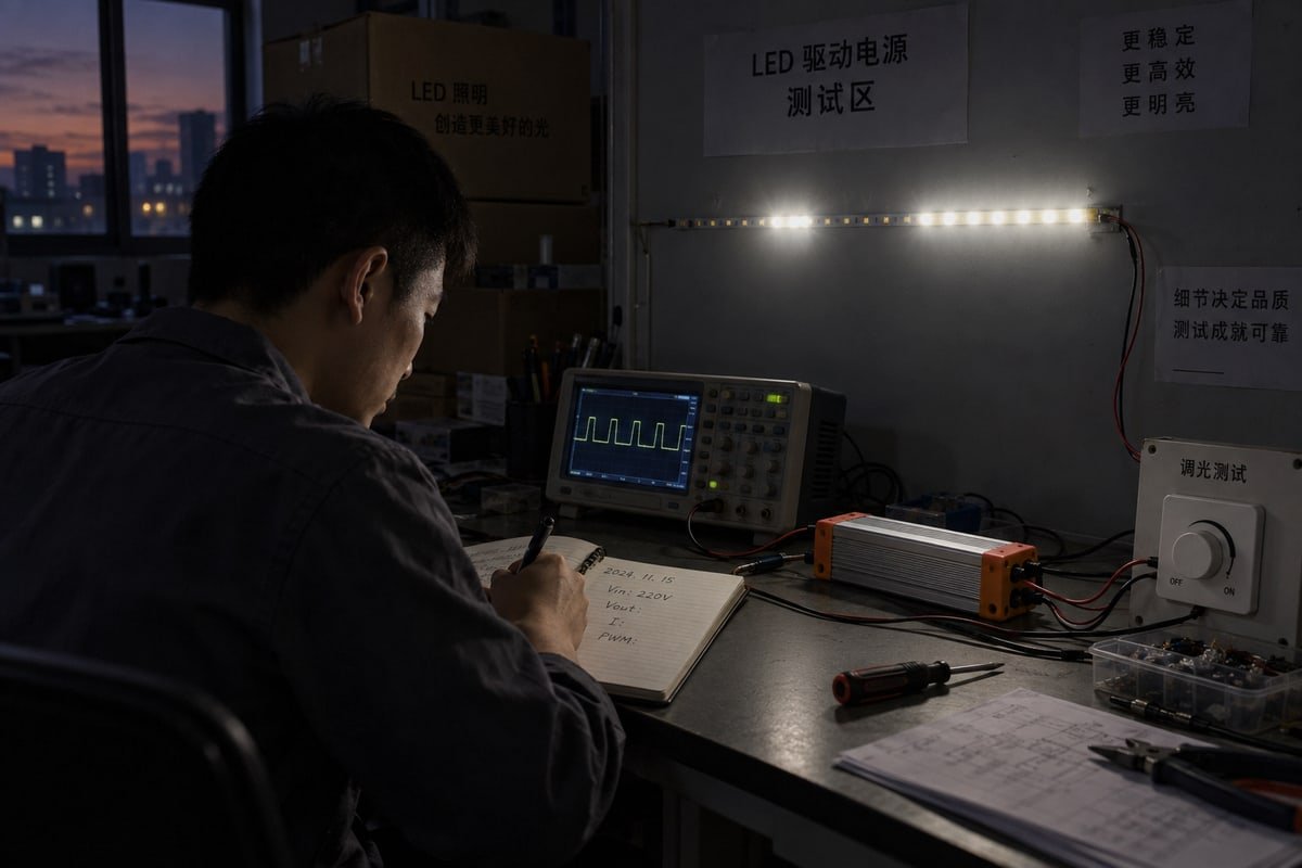 Test TRIAC compatibility protocol checks dimming range flicker and complete shut-off performance (ID#5)